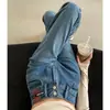 Jeans Feminino Flare Estreito 2024 Moda Outono Novo Cintura Alta Curto Fino Calça Reta Perna Grossa Barriga