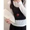 Collar Largo con Colgante de Amor Negro para Mujer Otoño e Invierno Cadena de Clavícula de Cuero Accesorios Fiebre Mismo Sentido del Diseño Cadena para Suéter