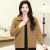 Estilo Nuevo 2025 Ropa para Mamá Tejido Grueso de Punto con Piel Sintética de Visón Abrigo para el Trabajo Moda Elegante Casual Versátil Top