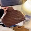 [En stock suéter de cuello alto para niños otoño e invierno nuevo para niños y niñas grueso cálido de una pieza de terciopelo de punto bajo