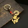 Liga de Três Dimensões Ano do Dragão Dragão Dourado Chaveiro Pingente para Homens Mulheres Chaves de Carro Bolsas Pingente diy Corda Feita à Mão