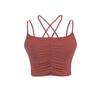 Camisola de Verão Feminina com Bojo, Ajustada, Fina, com Pregas, Costas Cruzadas, Roupa Básica Atacado
