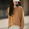 Nuevo Cárdigan de Punto con Cuello Redondo de Terciopelo Alemán para Otoño e Invierno 2025, Manga Larga, Color Puro, Lentejuelas, Holgado, Versátil, Top Chaqueta para Mujer