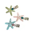 Lindo Pinza para el Cabello de Estrella de Mar con Perlas y Pedrería Transparente de Hielo, Pinza para Flequillo, Pinza Lateral para Fotos de Vacaciones en la Playa