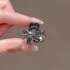 Pequeño Pasador de Pelo con Lazo de Cristal Estilo Coreano Pinza de Pelo Negra Elegante Pasador de Aleación Clip para Flequillo de Frente