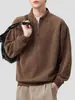 Sudadera Pesada de Felpa de Algodón Europeo Anyang para Hombre 385G Nuevo Estilo Otoño/Invierno 2026 Cálida con Media Cremallera y Cuello Alto Manga Larga