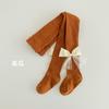 PW010 mayas para niña al por mayor lazo dulce mayas para niña pastoral color sólido calcetines básicos para niños