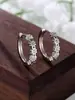 Pendientes de Plata de Ley S925 Europeos y Americanos Transfronterizos de Medio Círculo Pequeño de Circonio Pendientes Simples Dulces de Flor Fresca Nicho
