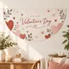 Bandera de Abanico de Medio Círculo Popular Transfronteriza para el Día de San Valentín, Tela Romántica de Corazón de Amor para Colgar en la Pared, Decoración para Fiestas Festivas, Fondo para Fotos