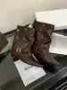 2026 Tendencia de Temperamento Estilo Británico Negro Punta Cuadrada Hebilla de Cuero Botas de Caballero Botas para Pantalón de Tacón Medio para Mujer Botas Adelgazantes de Media Pantorrilla