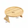 Bandeja de Sofá de Bambú Personalizada Plato de Madera de Bambú Plegable Plato Redondo para Frutos Secos para el Hogar Sala de Estar Portátil Transfronterizo