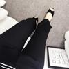 Calças Femininas Plus Size para Primavera e Outono 120kg Cintura Alta Elásticas Algodão Nylon Tecido Romano Emagrecendo Cropped Flare 282