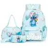 Mochila con Estampado de Animación de Dibujos Animados Nueva Transfronteriza Set de Tres Piezas Bolsa de Almuerzo Estuche para Lápices Mochila para Mujer