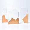 Trofeo de cristal con base de madera, suministro directo de fábrica, venta al por mayor, medalla de madera en blanco, diseño de personalidad, bricolaje