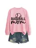 MÃE DE BEISEBOL Amazon ebay Estação Independente Outono/Inverno Novo Confortável Fashionável Feminino Gola Redonda Manga Longa Moletom