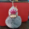 Chaveiro de Boneca Fofa Dormindo Pingente de Bola de Pelo Chaveiro de Bolsa Carro Pingente de Pelúcia Bebê Estudante Presente Transfronteiriço