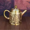 Fábrica de Origen Latón Diseño de Cinco Vacas Adorno de Tetera con Tapa Superior Giratoria, Olla de Cobre para Mesa de Té China, Decoración del Hogar al por Mayor