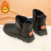 Zapatos de Invierno de Cuero Slip-on de Algodón para Hombre Botas de Nieve Cálidas y Gruesas con Forro Polar Zapatos Deportivos al Aire Libre Tipo Pan Tallas Grandes
