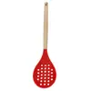 Producto Nuevo de la Fábrica de Origen: Espumadera de Cocina de Uso Diario con Mango de Madera y Silicona, Grado Alimenticio, Resistente a Altas Temperaturas, Cuchara Antiadherente para Sartén para Uso en el Hogar