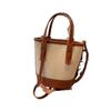 Bolsa Retrô Fashion para Carregar na Mão para Mulheres Verão Nova Casual Versátil Bolsa Balde Textura Moderna Cor Contrastante Bolsa Transversal