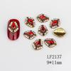 Acessórios para Unhas Estilo Japonês de Comércio Exterior, Ornamentos de Diamante Retrô, Sapatilhas Estilo Ano Novo com Fundo Plano, Coração de Pêssego Envolto com Diamantes, Acessórios de Liga Metálica Atacado