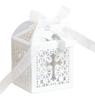 Caja de chocolate hueca láser de Amazon para boda, caja de papel con forma de flor cruzada, caja de dulces con cinta, fábrica en stock, venta al por mayor