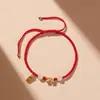 Pulsera de Hilo Rojo Chapada en Oro 'Princesa en Fuga' Año del Rata para Hombres y Mujeres Pulsera Tejida con Amuleto de la Fortuna Regalo para Novia