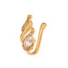 Clip para Nariz Caliente de Venta Europea y Americana Set de Cobre No Perforado Zirconio en Forma de U Estrella Amor Corona Anillo para Nariz Adornos para Perforación de Nariz No Perforada