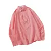 Camisa Casual de Moda a Rayas Rojas Cuello Solapa Alta Gama Adelgazante Primavera y Otoño Nueva Manga Larga Top de Popelina