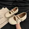 Otoño 2026 Nuevo Lanzamiento Versátil Simple Lunares Zapatos Planos Mary Jane Individuales Moda Punta Redonda Corte Bajo Doble Correa Zapatos Individuales Mujer
