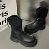 Botines de moda estilo británico para mujer, de suela gruesa, ligeros, punta redonda, con cremallera lateral, colección otoño/invierno 2026, forrados de felpa para mayor calidez, Botas Martin