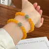 Pulsera de Ágata Amarilla Natural con Cuentas de la Fortuna de Jade Hetian, Pulsera de Cuentas Estilo Chino para Mujer, Suministro Mayorista para Tiendas de Joyería