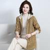 Chaqueta Casual con Capucha de Primavera para Mamá Chaqueta Estilo Nuevo Top de Cuadros de Moda Cortavientos de Primavera y Otoño para Mujeres de Mediana Edad