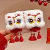 Horquilla de Campana de Danza del León de Año Nuevo Pinza para Flequillo Lateral Infantil Adorno para el Cabello Niña Pequeña Rojo Festivo de Año Nuevo Accesorios para el Cabello