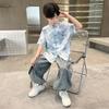 Conjunto Hanfu de Manga Curta para Meninos Verão 2026 Nova Roupa de Verão Infantil Novo Estilo Chinês Traje Tang Roupa Tradicional de Performance para Meninos