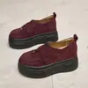 Mocasines retro de suela gruesa de tamaño pequeño para aumentar la altura para mujer, zapatos de terciopelo de piel de vaca de cobertura total estilo Birkenstock para mujer al por mayor
