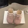 Meias-pantufas Fechadas Estilo Birkenstock, Sapatos Slip-On Fofos, Exclusivas Pantufas de Exterior com Laço para Aumentar a Altura, Sola Grossa