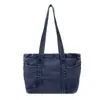 Bolso de mano grande de moda estilo coreano para mujer 2026 nuevo bolso tote de mezclilla con un toque de alta gama, bolso de hombro ligero