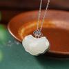 Yilu Plata S925 Plata Esterlina Jade Hetian Nube Calada Cloisonné Colgante Sachet Estilo Corte Moda Lujo Ligero Colgante