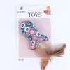 Conjunto de brinquedos de pena estampada estilo japonês para gatos, em formato de coração e peixe, brinquedo de tecido durável para os gatos se divertirem e aliviarem o tédio