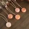Colgante de Seda Dorada Natural, Jade y Flor de Durazno, Colgante de Hebilla Rosa de Paz, Regalo para Mujer, Collar de Lujo Nuevo