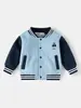 Chaqueta de béisbol para niños con forro polar, ropa para niños pequeños estilo universitario de otoño, ropa para niños de otoño e invierno, tops infantiles de moda