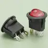 Interruptor de barco redondo KCD1-105 con luz LED con línea 3 pies 2 engranajes impermeable 12v24v220V círculo superior inferior