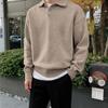 Tricô Myq Masculino Outono e Inverno Estilo Coreano Tendência Gola Lapela Solta Tricô Estilo Preguiçoso Tricô com Gola Polo