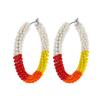 Pendientes de cuentas de estilo bohemio europeo y americano color tejido a mano borla larga pendientes de cuentas Miyuki venta al por mayor