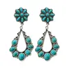 Pendientes Retro de Estilo Occidental Transfronterizos Europeos y Americanos Pendientes de Gota de Agua Turquesa Huecos de Gama Alta Joyería de Oreja Exagerada para el Temperamento Femenino