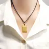 Collar Retro de Aleación de Cobre Marca Ankanwuishi Collar con Placa para Hombres y Mujeres Cuerda Negra Ajustable Estilo Étnico Oro de Imitación Joyería
