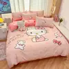 2026 Nuevo Juego de Cuatro Piezas de Algodón Puro con Dibujos Animados Tamaño Grande Autorización Genuina Serie Sanrio Funda de Edredón de Algodón Puro Individual/Doble para Dormitorio