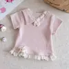 Conjunto Infantil 2026 Novo Verão Estilo Coreano Doce e Fofo Blusa com Desenho para Meninas, Conjunto Elegante de Duas Peças para Bebês Meninas
