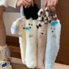 Calcetines de Piso de Cachorro de Dibujos Animados Lindos Felpa Engrosada Cálidos Conejo Pelo de Visón Forrados de Lana Calcetines de Casa de Caña Media para Mujeres